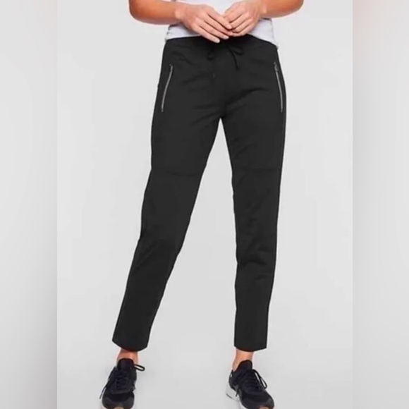 ATHLETA Hilltop Jogger Pants Elastic Waist Zipper Pockets Black XXS - Picture 1 of 6